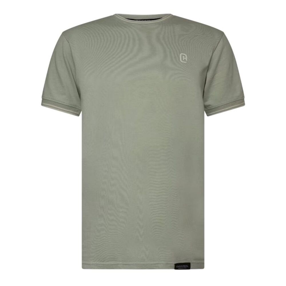 Crosshatch Mens Preece Contrast Striped T-Shirt / Light Olive